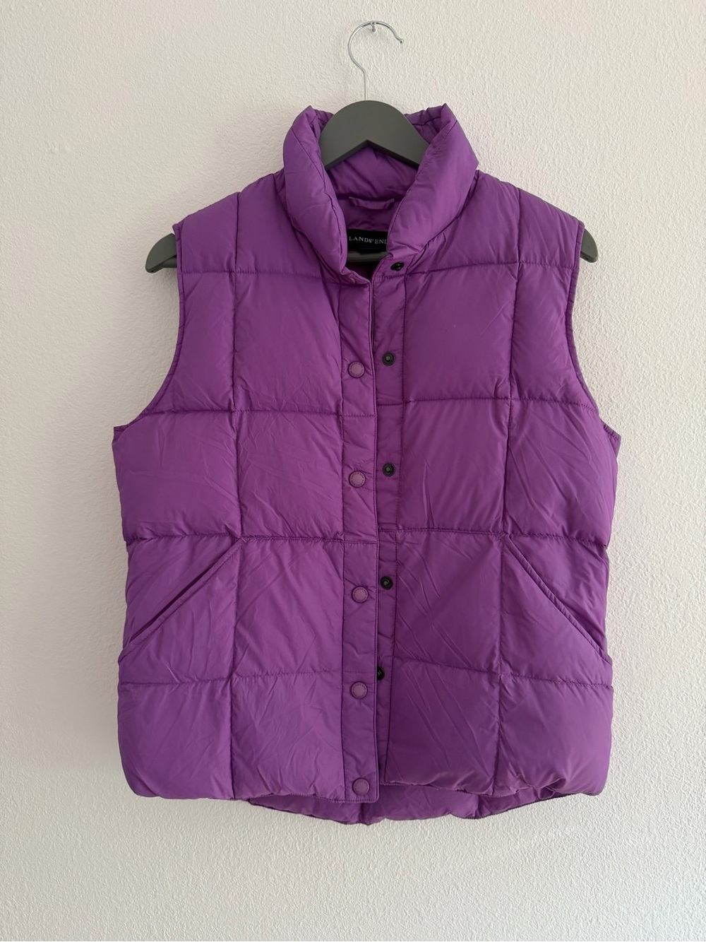 Lands' End Purple Lightweight Puffer Vest 80% down 20% feathers